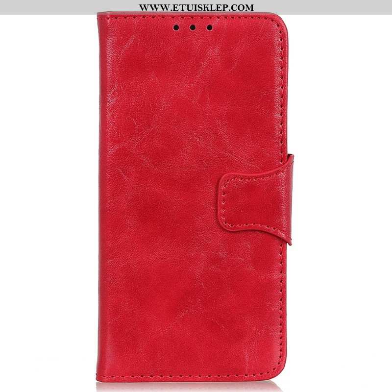 Etui Folio do iPhone 14 Pro Max Dwustronne Zapięcie Ze Skóry Dwoinowej